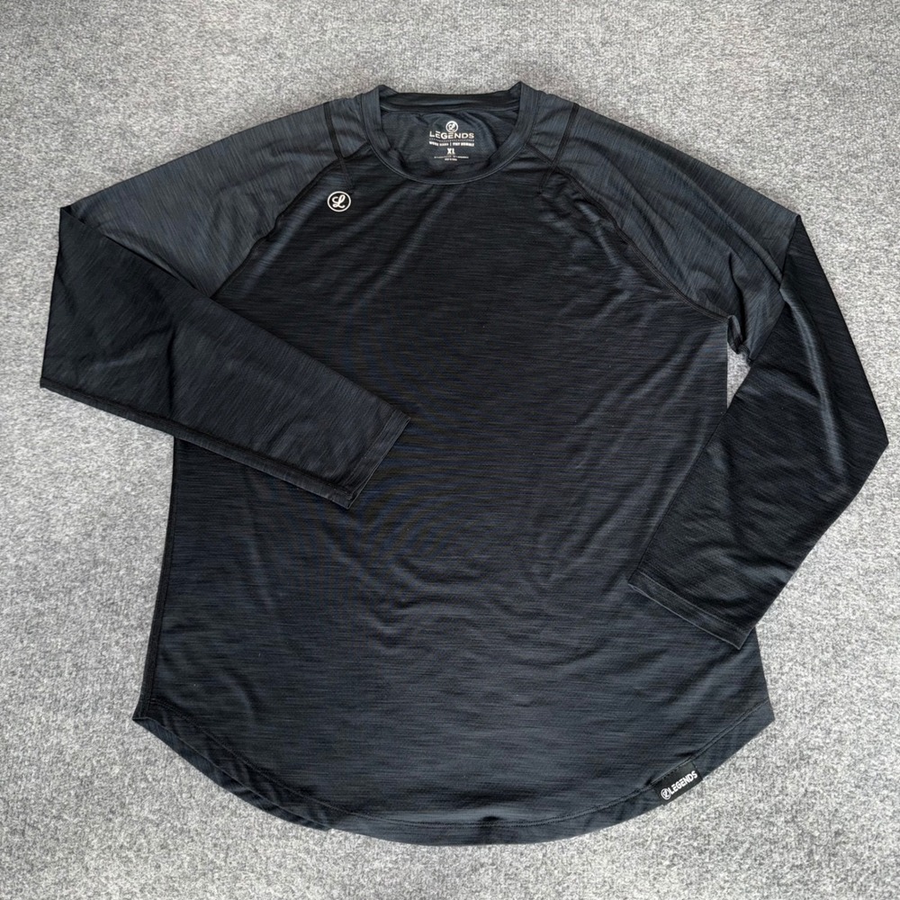 Legends Mens XL Black Long Sleeve Training Shirt Workout Gym Athletic Activewear